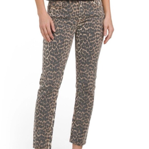 New OAT NEW YORK Faded‎ Leopard Print Mid-rise Slim Fit Ankle Jeans 4/27 NWT - Picture 1 of 13